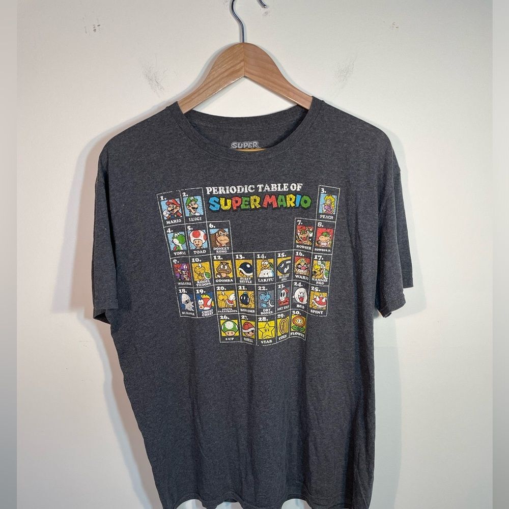 Super Mario Mens Gray‎ Periodic Table Of Super Mario Graphic Tee Size XL